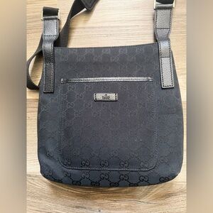 Gucci Black Monogram Messenger Bag